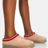 Discount Nala Beige Faux Suede Embroidered Slipper Platform Boots Flats | Flat Boots