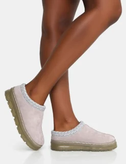 Cheap Nala Light Faux Suede Embroidered Slipper Platform Boots Flats | Flat Boots