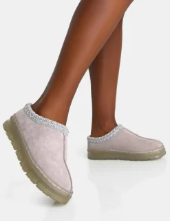 Cheap Nala Light Faux Suede Embroidered Slipper Platform Boots Flats | Flat Boots