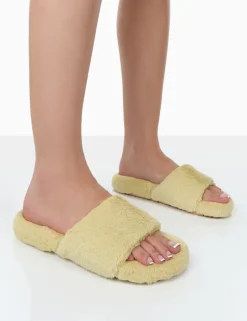 Flash Sale Namaste Fluffy Faux Fur Slippers Flats