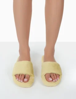 Flash Sale Namaste Fluffy Faux Fur Slippers Flats