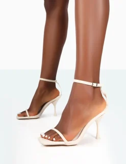 Discount Narla PU Strappy Barely There High Heels Barely There Heels