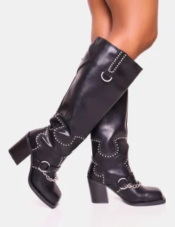 Discount Nashville Western Studded Block Heel Knee High Boot Block Heels | Western Boots