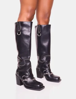 Discount Nashville Western Studded Block Heel Knee High Boot Block Heels | Western Boots