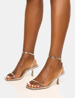 Best Sale Natalya Barely There Square Toe Stiletto Mid Heels Back In Stock | Barely There Heels