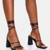 Shop Natty Pu Lace Up Square Toe Mid Block Heels Square Toe Heels | Lace Up Heels