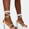Clearance Natty Pu Lace Up Square Toe Mid Block Heels Back In Stock | Square Toe Heels