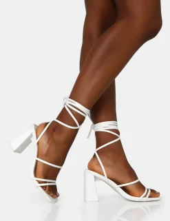 Clearance Natty Pu Lace Up Square Toe Mid Block Heels Back In Stock | Square Toe Heels