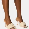 Best Sale Nectar Cream Wooden Stack Knitted Square Toe Heels Square Toe Heels | Mid Heels