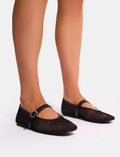 Outlet Nelly Mesh Buckle Strap Ballet Flat Pumps Flats
