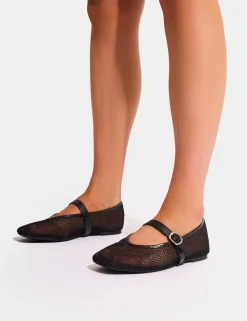 Outlet Nelly Mesh Buckle Strap Ballet Flat Pumps Flats