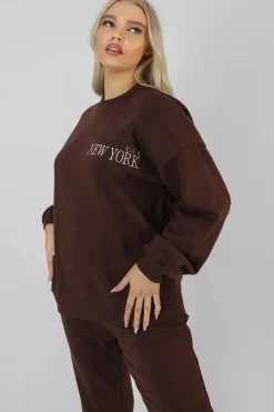 Cheap New York Oversized Sweatshirt Chocolate Sculpt & Leisure | Kaiia The Label