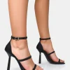 Hot Niko Satin Diamante Barely There Square Toe Stiletto Heels Diamante Heels | Square Toe Heels