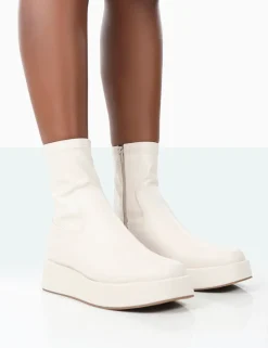 Outlet Not Okay Pu Chunky Sole Platform Sock Ankle Boots Sock Boots | Ankle Boots