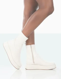 Outlet Not Okay Pu Chunky Sole Platform Sock Ankle Boots Sock Boots | Ankle Boots