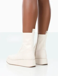 Outlet Not Okay Pu Chunky Sole Platform Sock Ankle Boots Sock Boots | Ankle Boots
