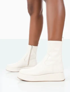 Outlet Not Okay Pu Chunky Sole Platform Sock Ankle Boots Sock Boots | Ankle Boots