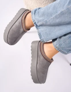 Shop Nutmeg Faux Fur Lined Platform Mules Flats | Mules