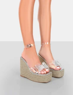 Fashion Ocean Beach Patent Bow Platform Wedge Heels 5" Heels | Bow Heels