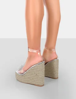 Fashion Ocean Beach Patent Bow Platform Wedge Heels 5" Heels | Bow Heels