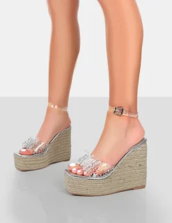 Best Sale Ocean Beach Patent Bow Platform Wedge Heels 5