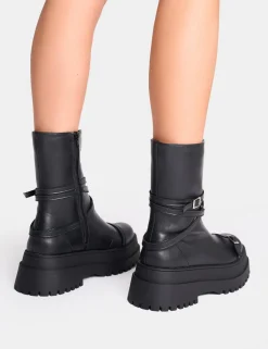 Best Sale Odessa Multi Strap Detail Chunky Sole Ankle Boots Chunky Boots | Ankle Boots