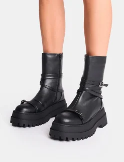 Best Sale Odessa Multi Strap Detail Chunky Sole Ankle Boots Chunky Boots | Ankle Boots
