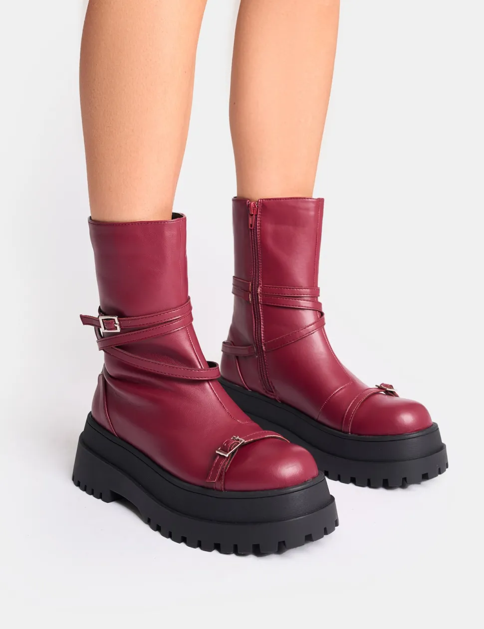 Best Odessa Multi Strap Detail Chunky Sole Ankle Boots Chunky Boots | Ankle Boots