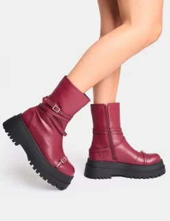 Best Odessa Multi Strap Detail Chunky Sole Ankle Boots Chunky Boots | Ankle Boots