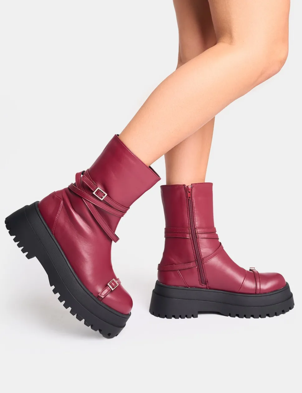 Best Odessa Multi Strap Detail Chunky Sole Ankle Boots Chunky Boots | Ankle Boots