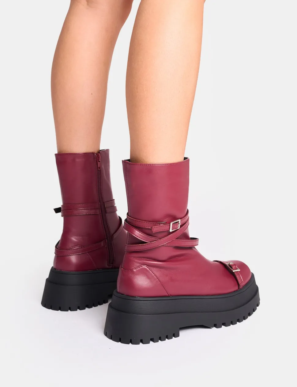 Best Odessa Multi Strap Detail Chunky Sole Ankle Boots Chunky Boots | Ankle Boots