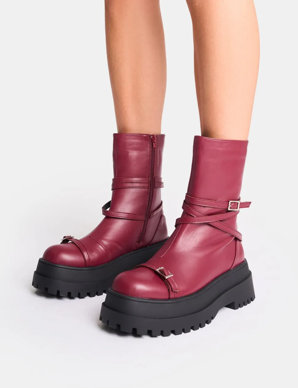 Best Odessa Multi Strap Detail Chunky Sole Ankle Boots Chunky Boots | Ankle Boots