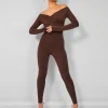 Store Off Shoulder Ruched Long Sleeve Jumpsuit Back In Stock | Jumpsuits & Playsuits