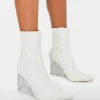 New Ohio Pu Perspex Wedge Pointed Toe Ankle Boots Wedges | Heeled Boots