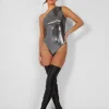 Fashion One Shoulder Ruched Metallic Bodysuit Bodysuits | Tops