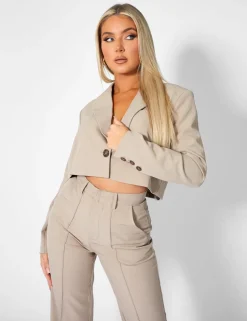 Flash Sale Oversized Boxy Cropped Blazer Stone Sculpt & Leisure | Kaiia The Label