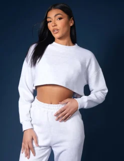 Best Oversized Cropped Sweat Oatmeal Marl Sculpt & Leisure | Kaiia The Label