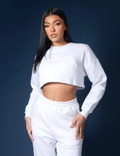 Best Oversized Cropped Sweat Oatmeal Marl Sculpt & Leisure | Kaiia The Label