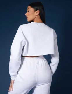 Best Oversized Cropped Sweat Oatmeal Marl Sculpt & Leisure | Kaiia The Label