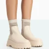 Flash Sale Paloma Nude Boucle Knit Platform Chunky Sole Sock Ankle Boots Sock Boots | Ankle Boots