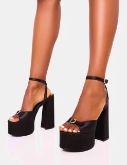 Hot Pansie Satin Diamonte Platform Heels Diamante Heels | Platform Heels