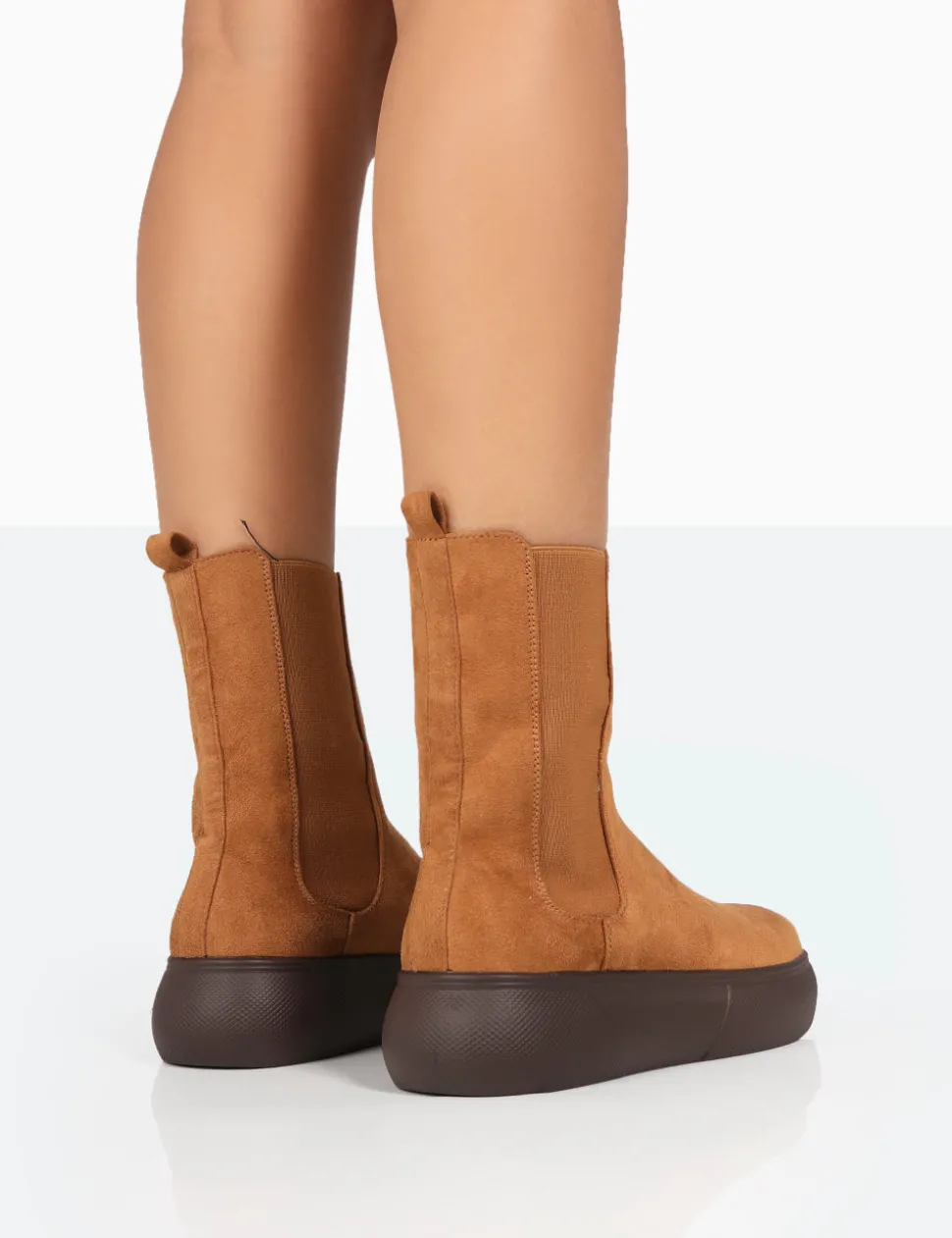 Shop Pisa Tan Chunky Rubber Sole Chelsea Boots Chunky Boots | Ankle Boots