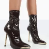 Discount Player Choc Patent Stiletto Heel Ankle boots High Heels | Heeled Boots