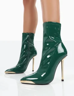 Best Player Patent Stiletto Heel Ankle boots High Heels | Heeled Boots