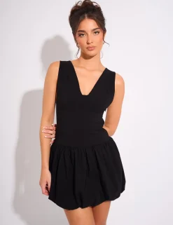 Outlet Plunge Bubble Hem Mini Dress Dresses
