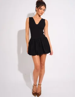 Outlet Plunge Bubble Hem Mini Dress Dresses