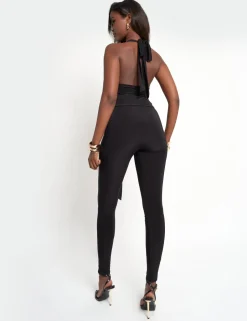 Online Plunge Neck Belted Slinky Jumpsuit Sculpt & Leisure | Kaiia The Label