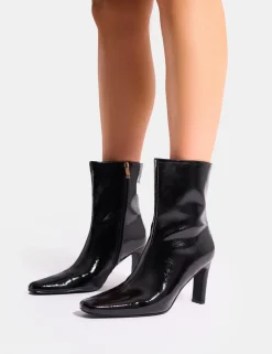 Cheap Polaris Patent Snipped Toe Ankle Boots Heeled Boots | Ankle Boots