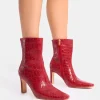 Discount Polaris Croc Snipped Toe Ankle Boots Heeled Boots | Ankle Boots