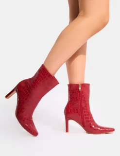 Discount Polaris Croc Snipped Toe Ankle Boots Heeled Boots | Ankle Boots